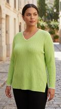 Lauren Ralph Lauren — Knit sweater | Lime green was never supposed to be subtle · Sz XL