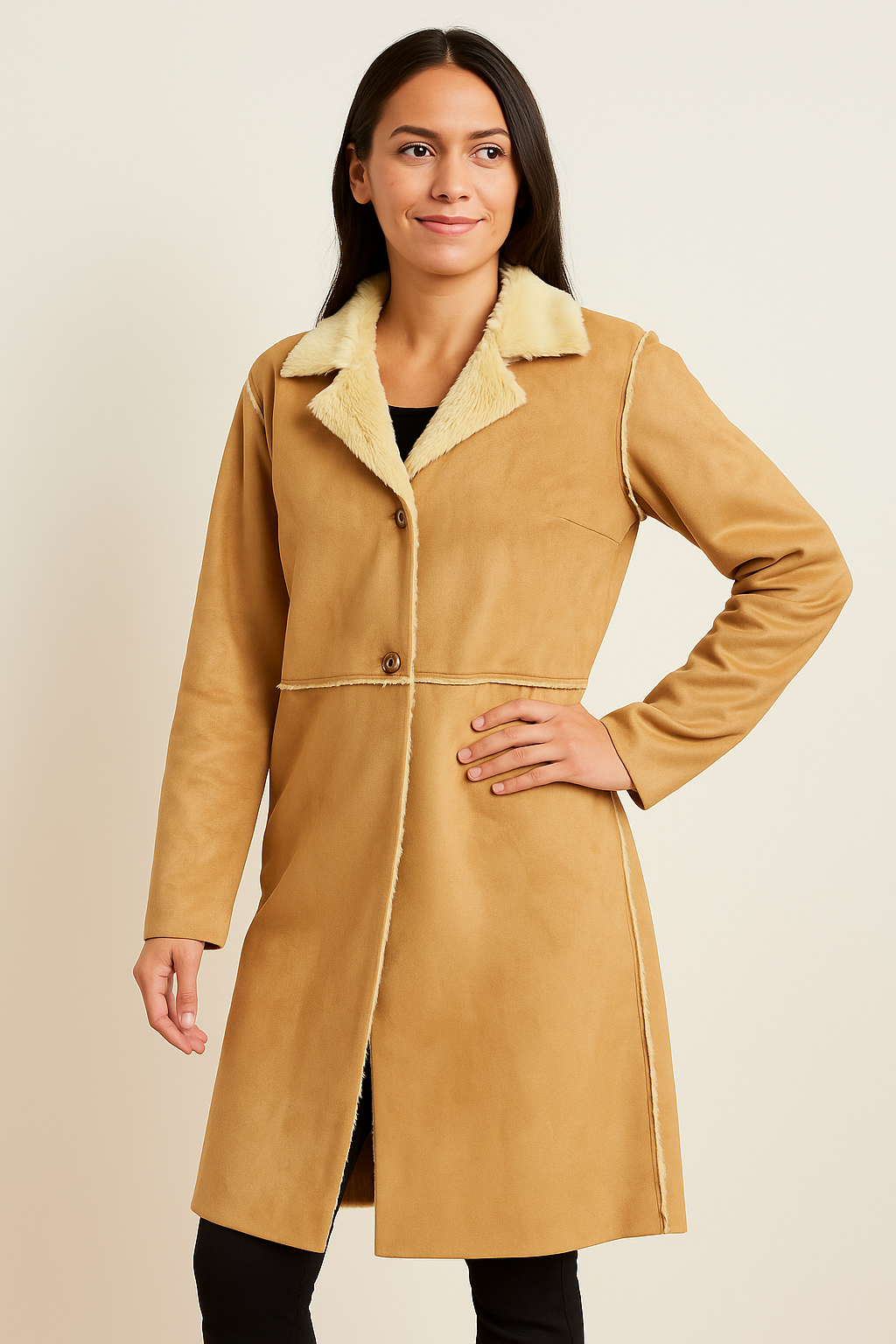 Banana Republic Faux Suede Shearling Coat Made in Italy Women’s XS