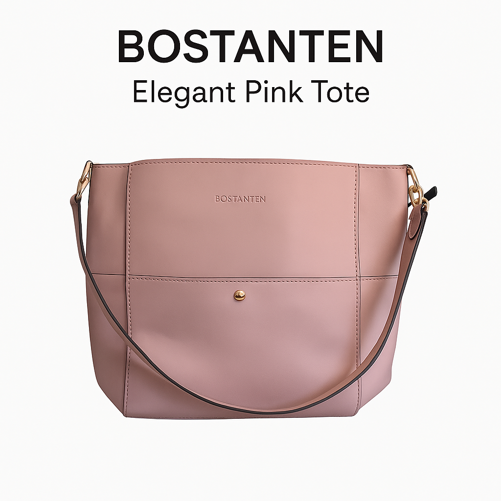 BOSTANTEN Pink Leather Shoulder Bag with Inner Pouch – Crossbody Handbag