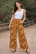 Her Pony — Wide-Leg Pants | 1970s retro floral, 100% rayon · Sz 6