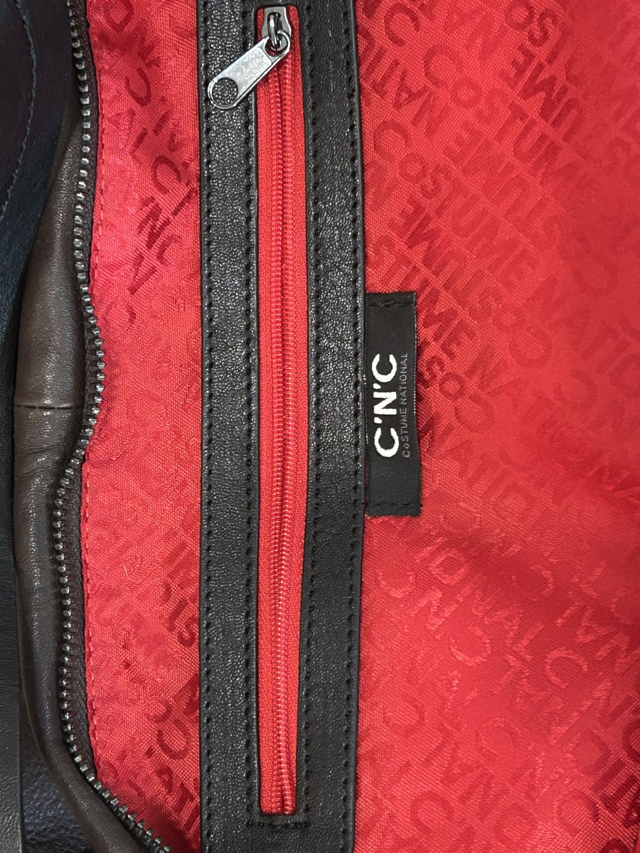C.N.C — Tote Bag | Deep chocolate leather with one deliberate slash of pink · Sz OS