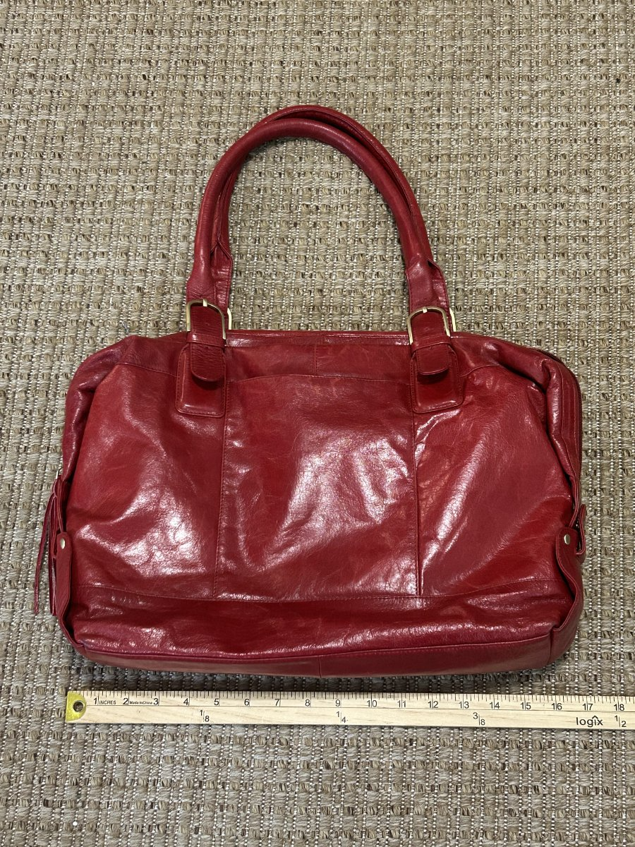 Latico — Leather Satchel | Deep red, glossy distressed, unapologetically present · Sz OS