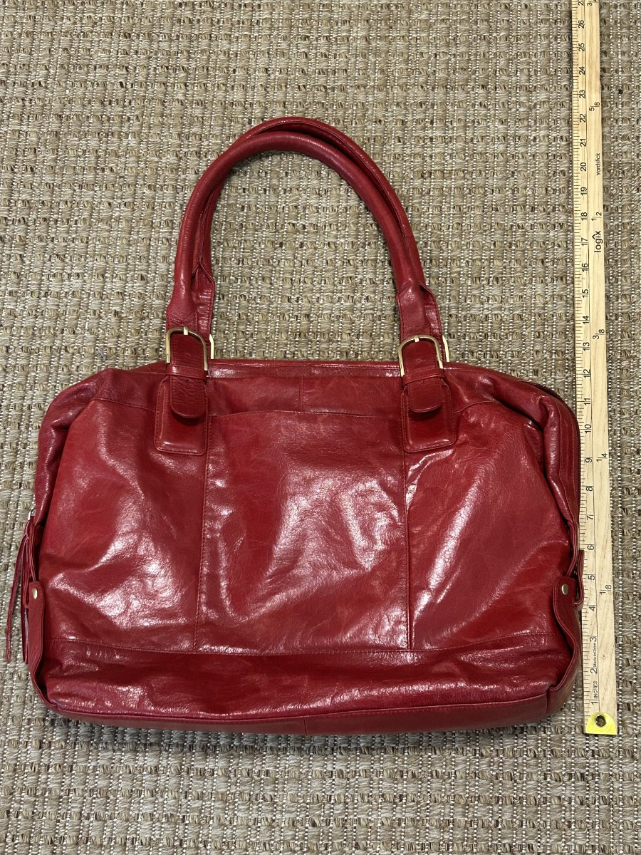 Latico — Leather Satchel | Deep red, glossy distressed, unapologetically present · Sz OS