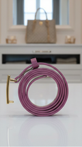 St. John — Belt | Fuchsia Italian leather with gold logo buckle · Sz XL
