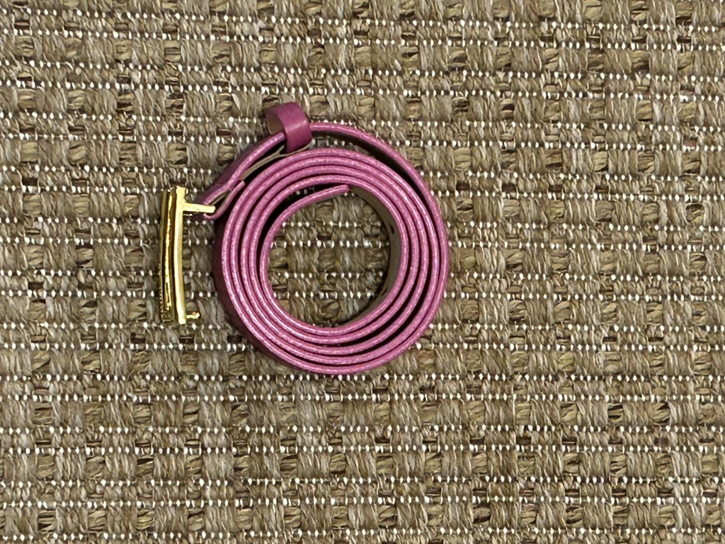 St. John — Belt | Fuchsia Italian leather with gold logo buckle · Sz XL