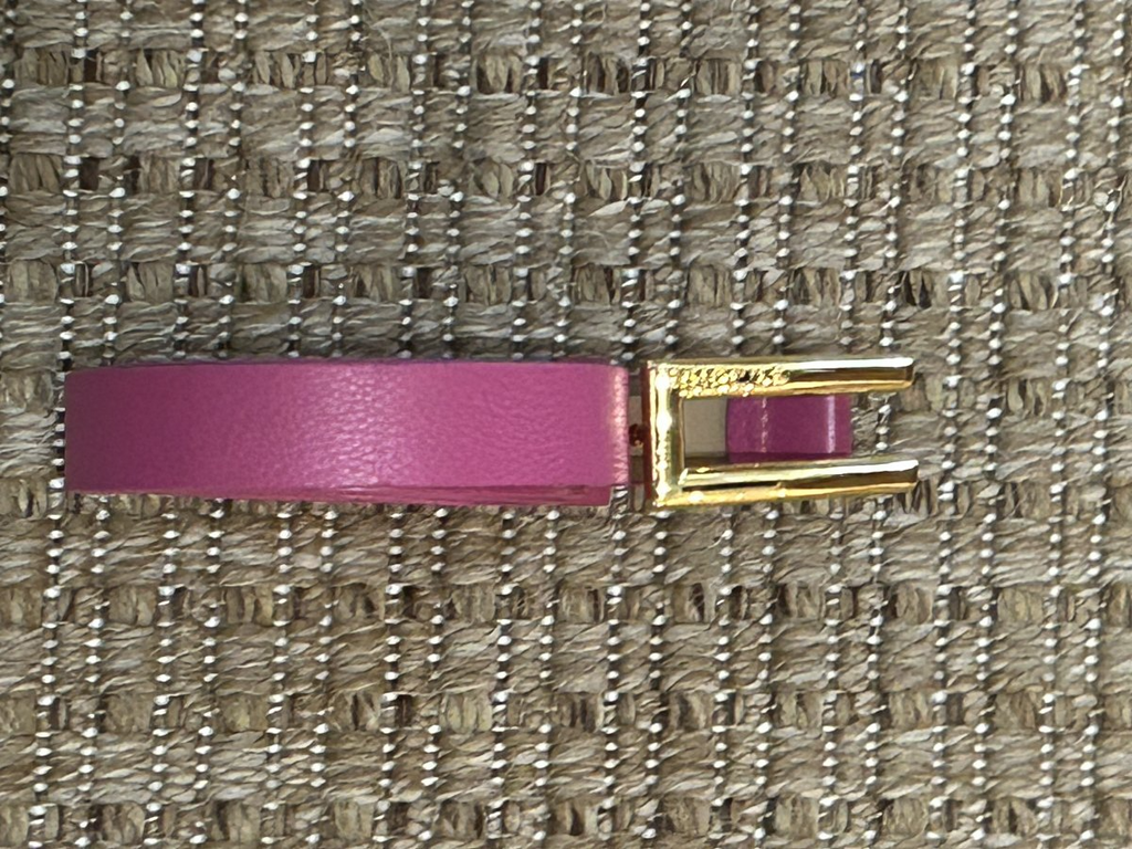 St. John — Belt | Fuchsia Italian leather with gold logo buckle · Sz XL