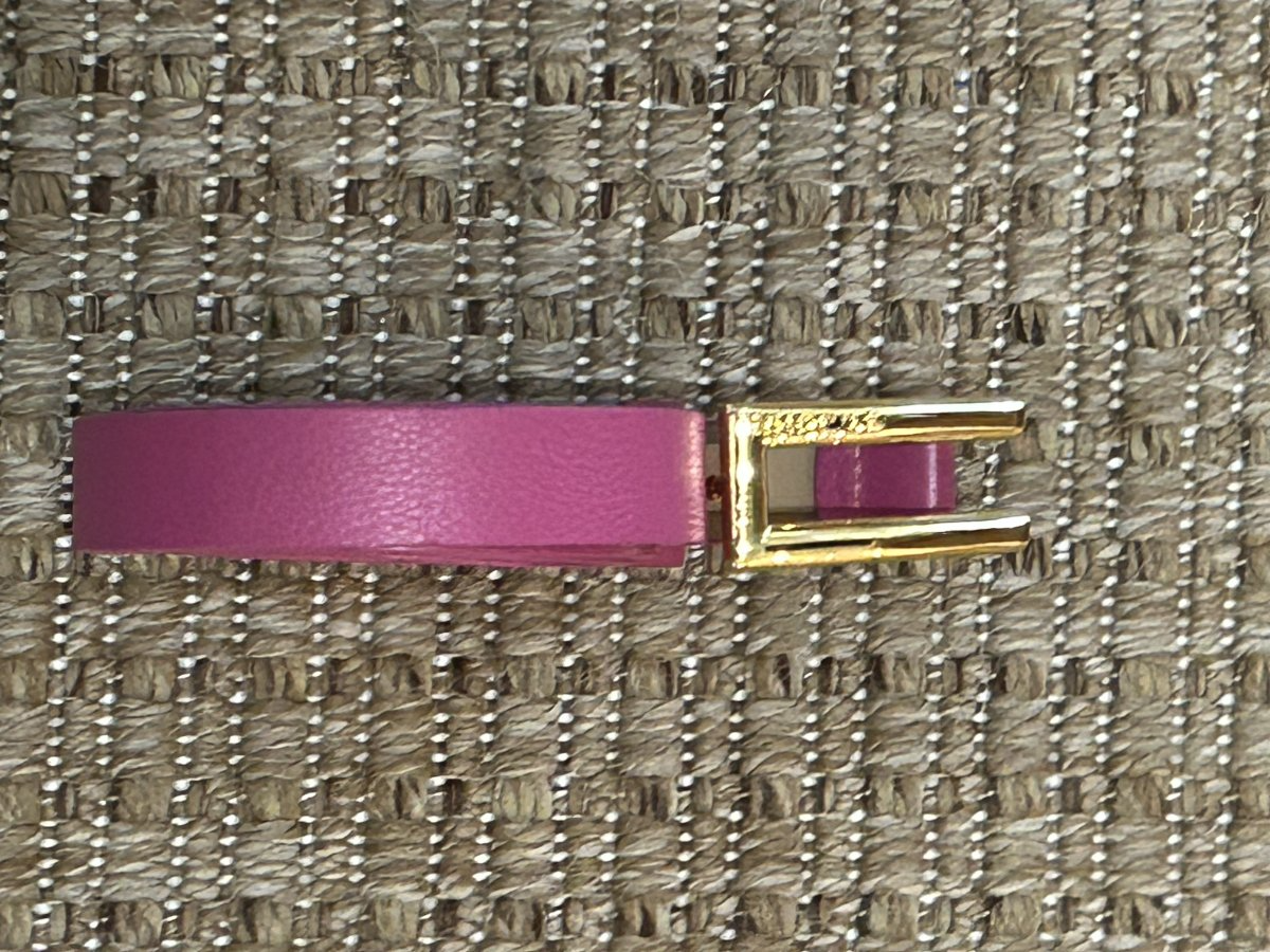 St. John — Belt | Fuchsia Italian leather with gold logo buckle · Sz XL