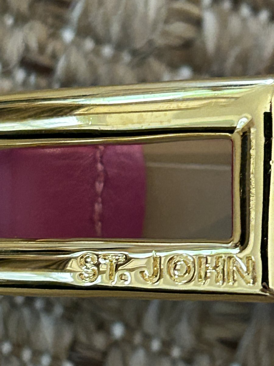 St. John — Belt | Fuchsia Italian leather with gold logo buckle · Sz XL