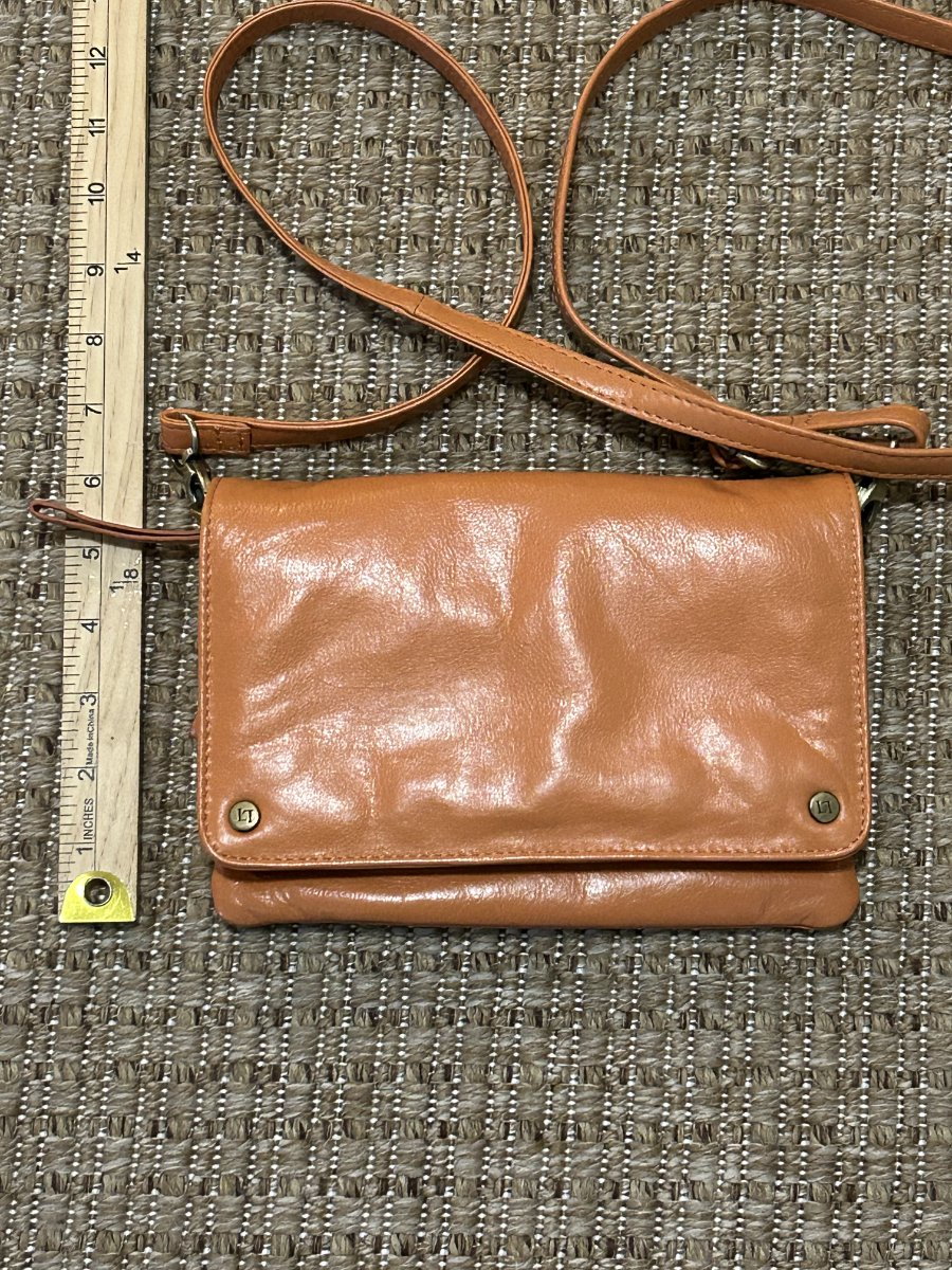 Latico — Crossbody Bag | Cognac leather foldover with mandala-print interior · Sz OS