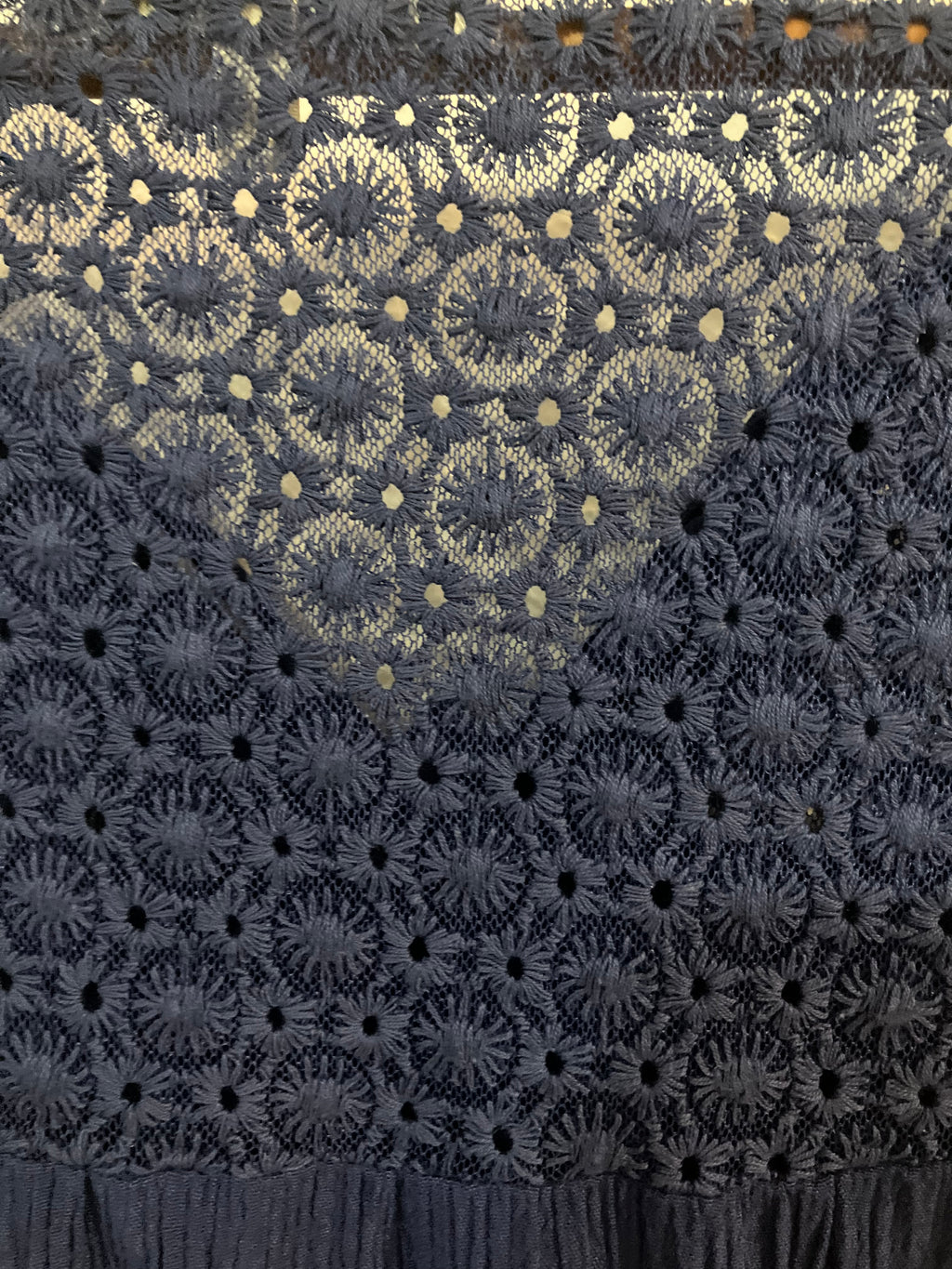 Navy Blue Cap Sleeve Top with Lace Detail - 100% Rayon Casual Blouse