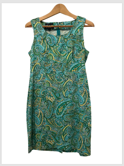 Jones New York Petite Turquoise Paisley Dress - Sleeveless Shift