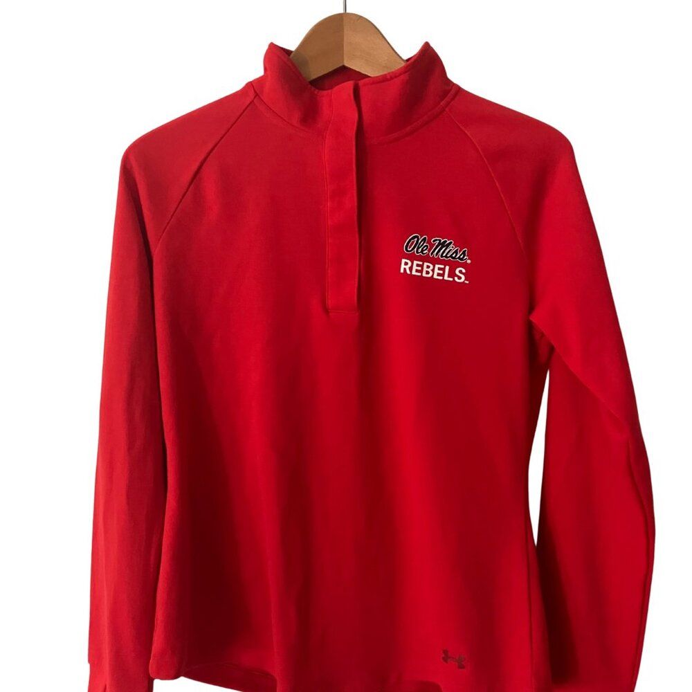 Under Armour Ole Miss Rebels Red Quarter-Zip Sweatshirt Women's M