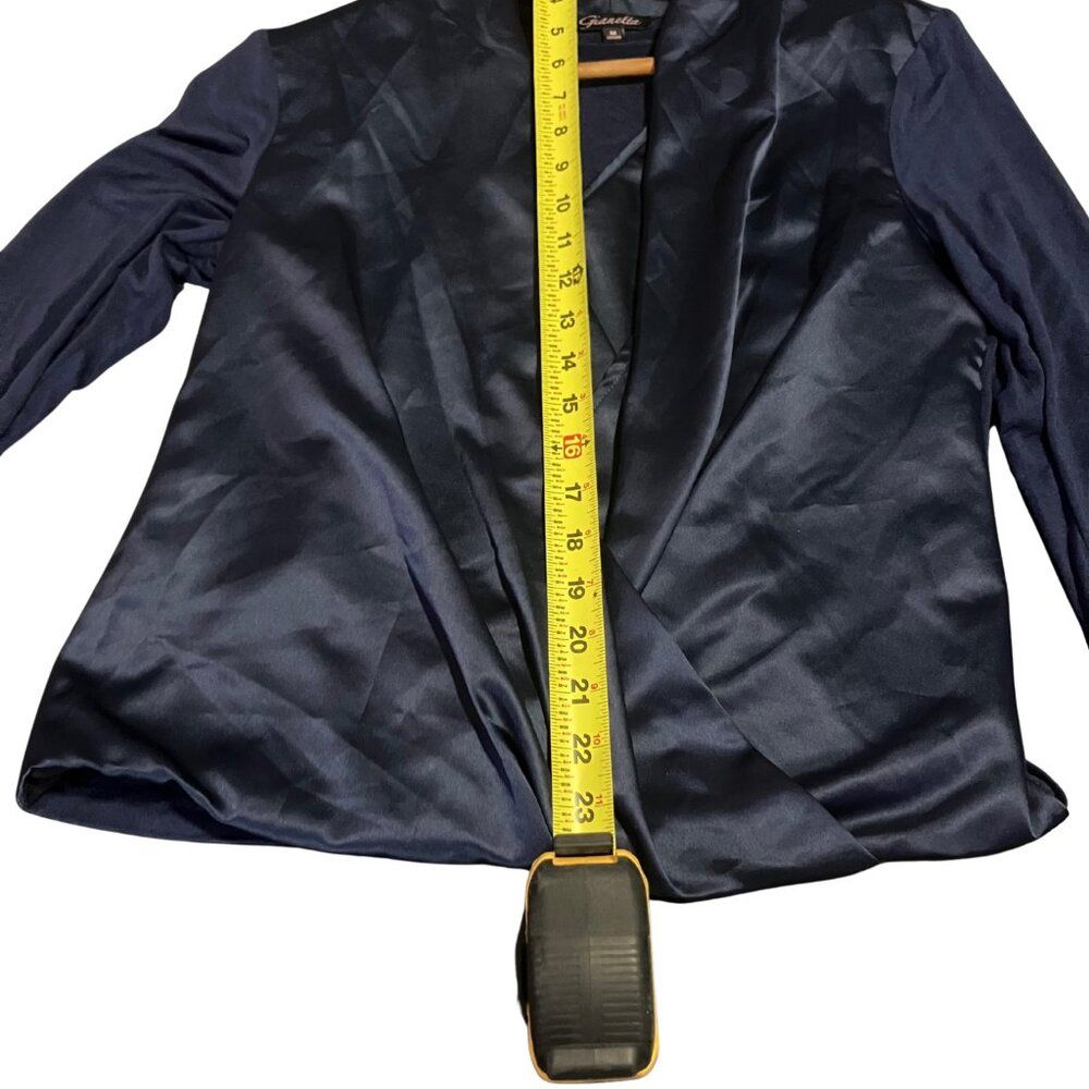 Gianetta Navy Blue Draped Front Long Sleeve Blouse Women's M