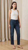 Talbots — Jeans | Dark wash straight leg with contrast panel detail · Sz 2