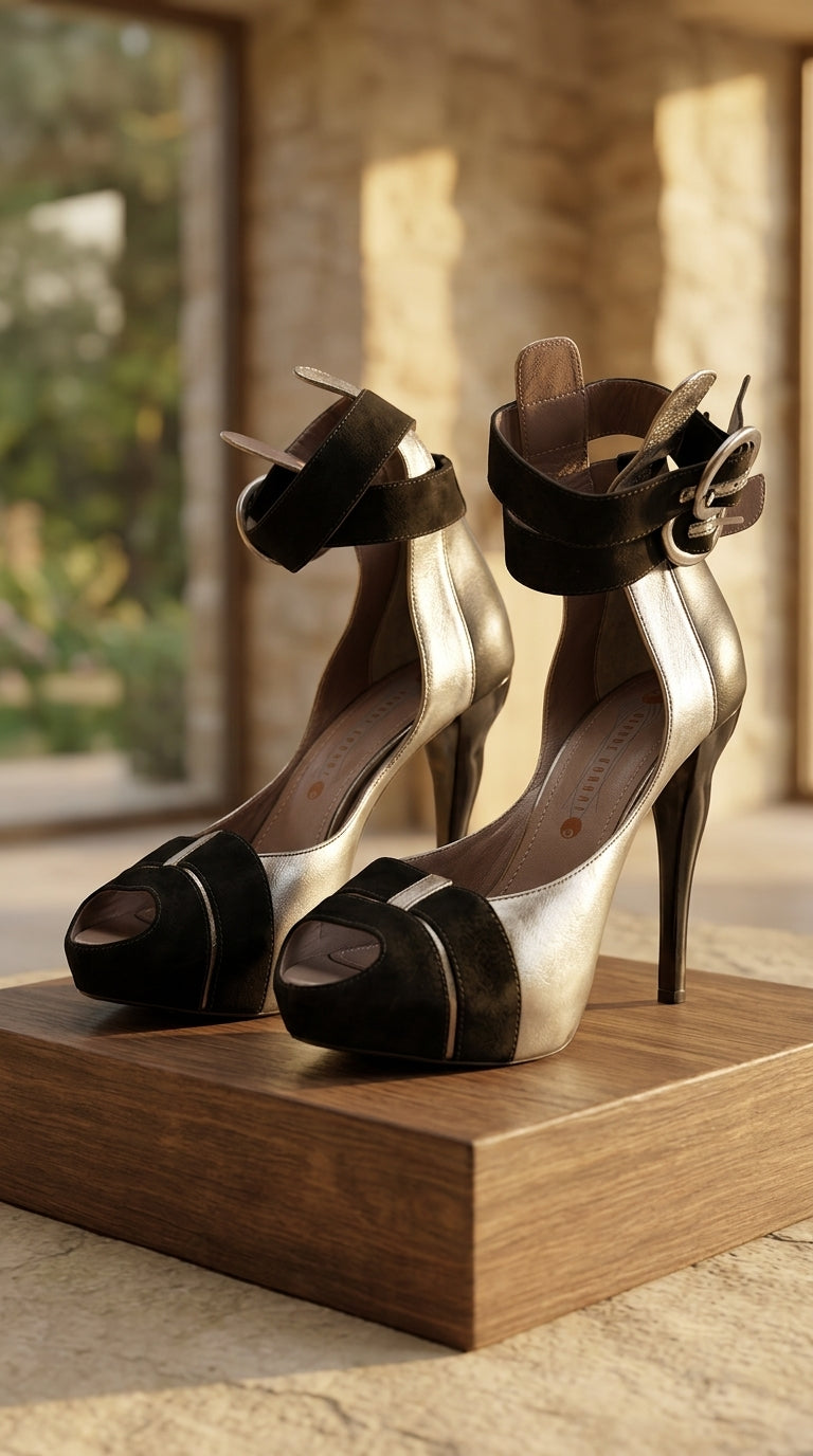 Behnaz Kanani — Heels | Handmade Italian leather, peep-toe platform · Sz 9
