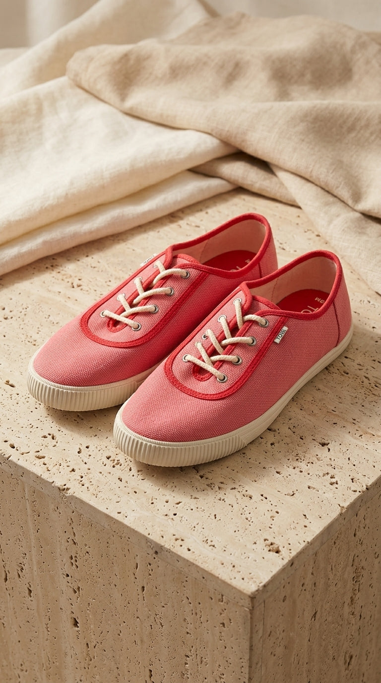 Toms — Sneaker | Coral canvas, carried with intention · Sz W9