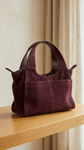 Vince Camuto — Handbag | Burgundy suede and pebbled leather · Sz 1