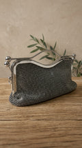 Like Dreams — Clutch Bag | Rhinestone mesh, silver-tone hardware · Sz OS