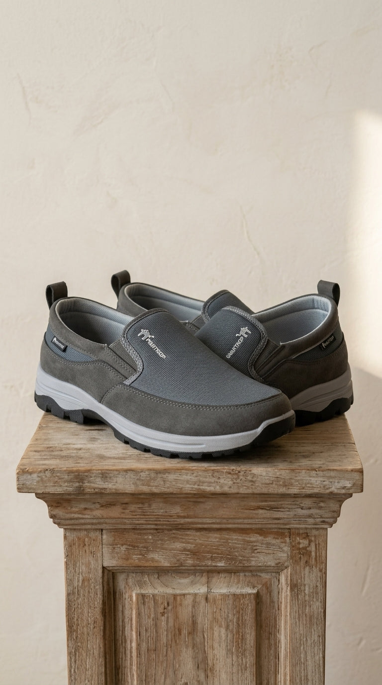 WALK·HERO — Slip-On Loafer | Ergonomic arch support, charcoal gray · Sz 44
