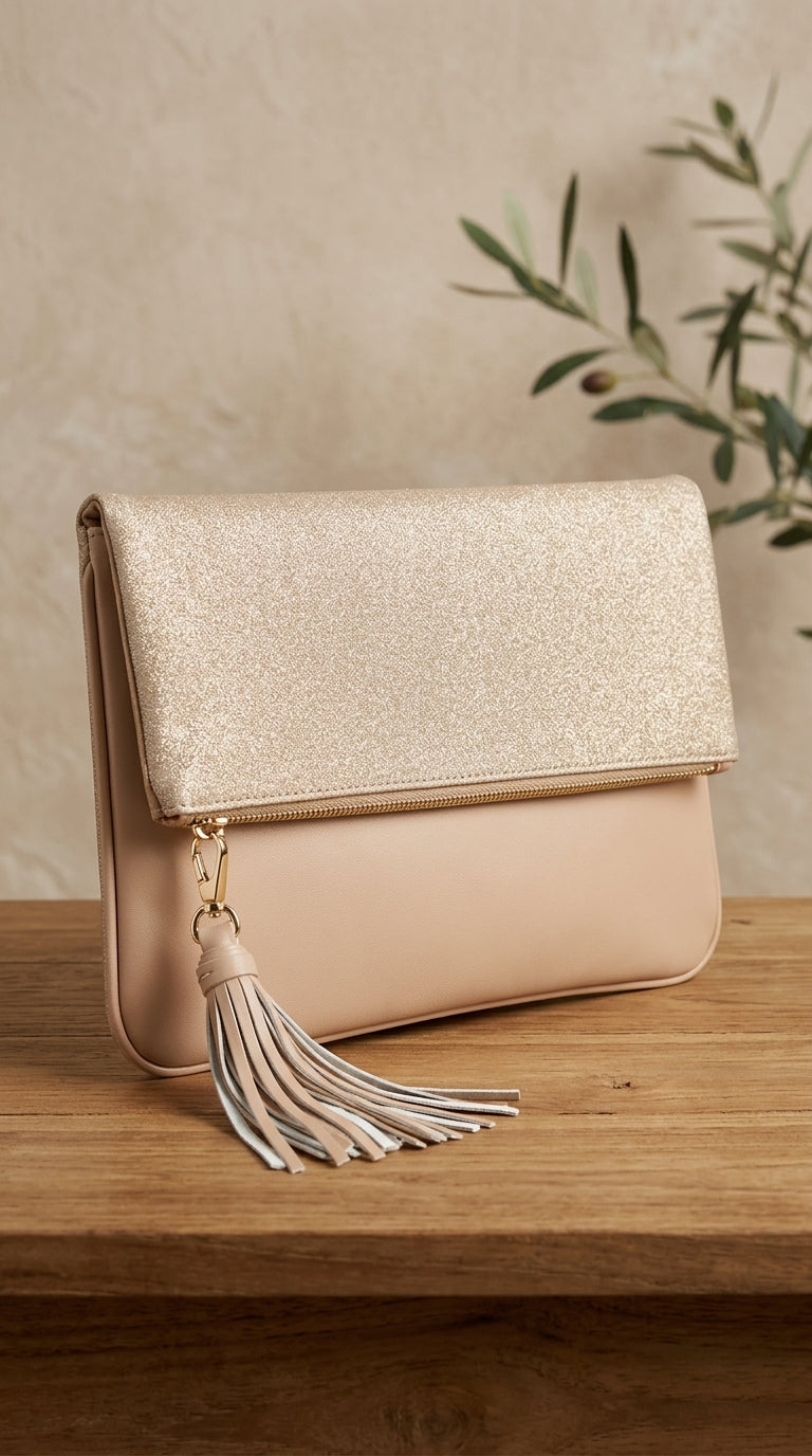 Who What Wear — Clutch Bag | Two-tone shimmer with tassel detail · Sz OS