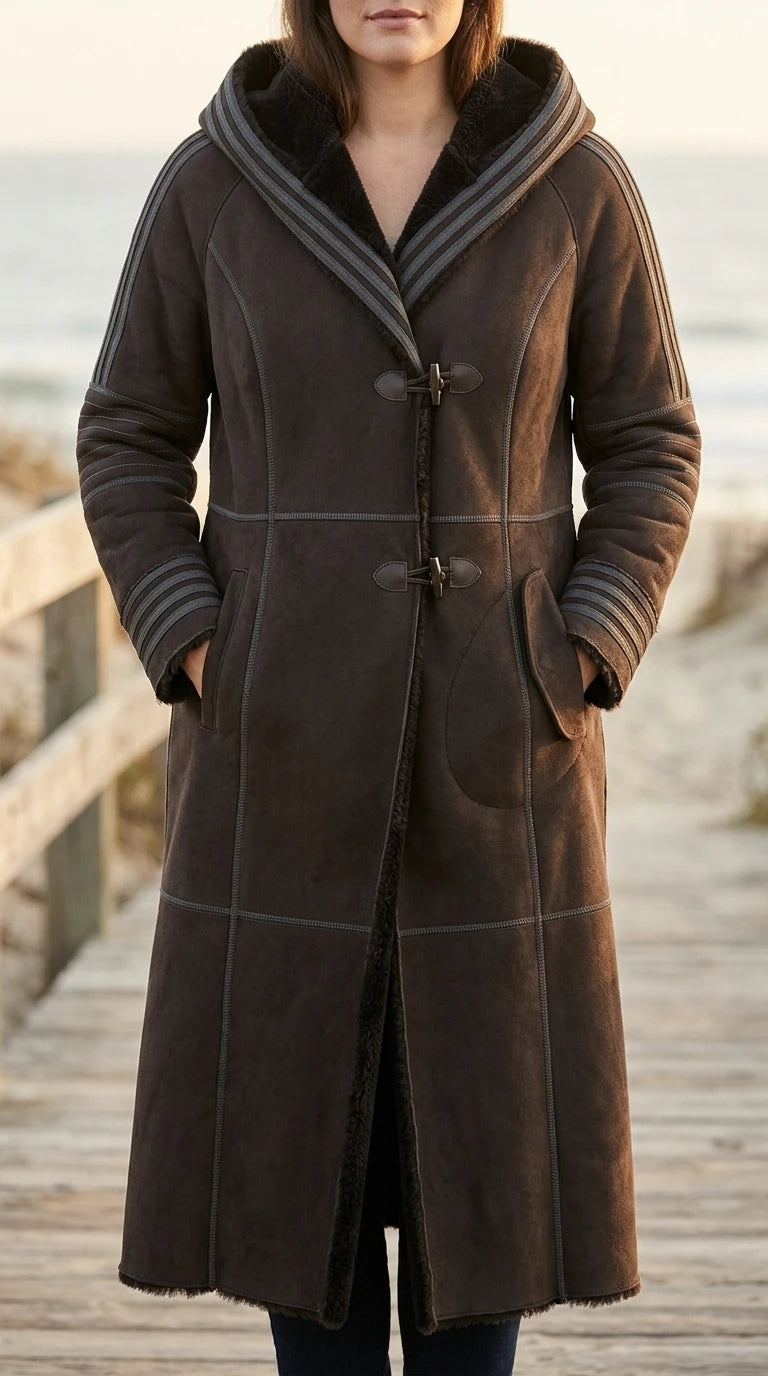 Peruvian Connection Long Shearling Coat, Sz XL