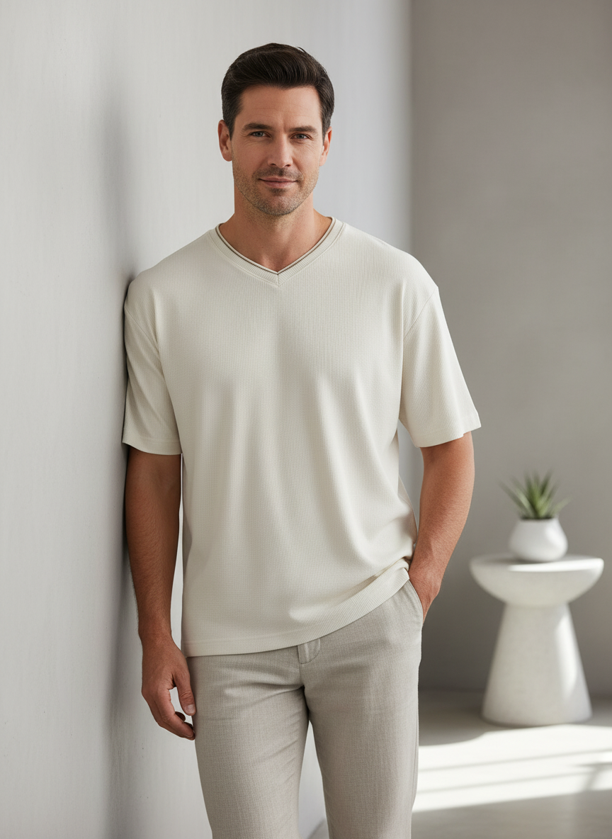 Imagen comercial Claiborne v-neck t-shirt con modelo