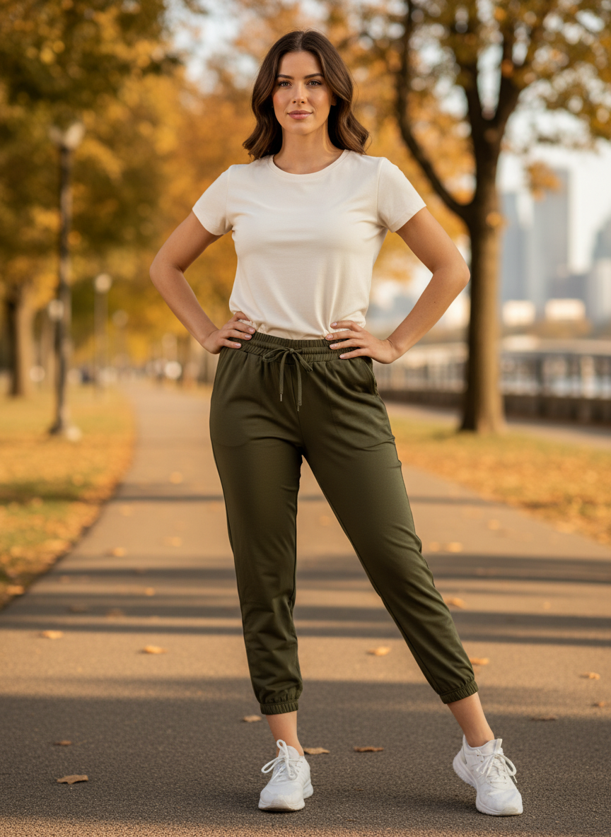 TARSE Women's Jogger Pants XL Olive Green - 90% Polyester 10% Spandex