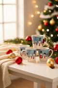 Imagen comercial tazas navideñas muñecos de nieve