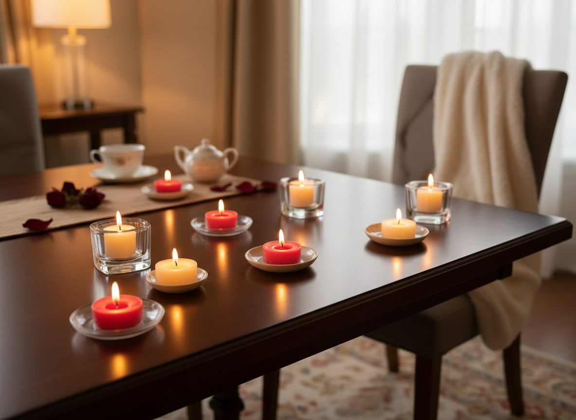 Imagen comercial velas aromáticas con contexto elegante