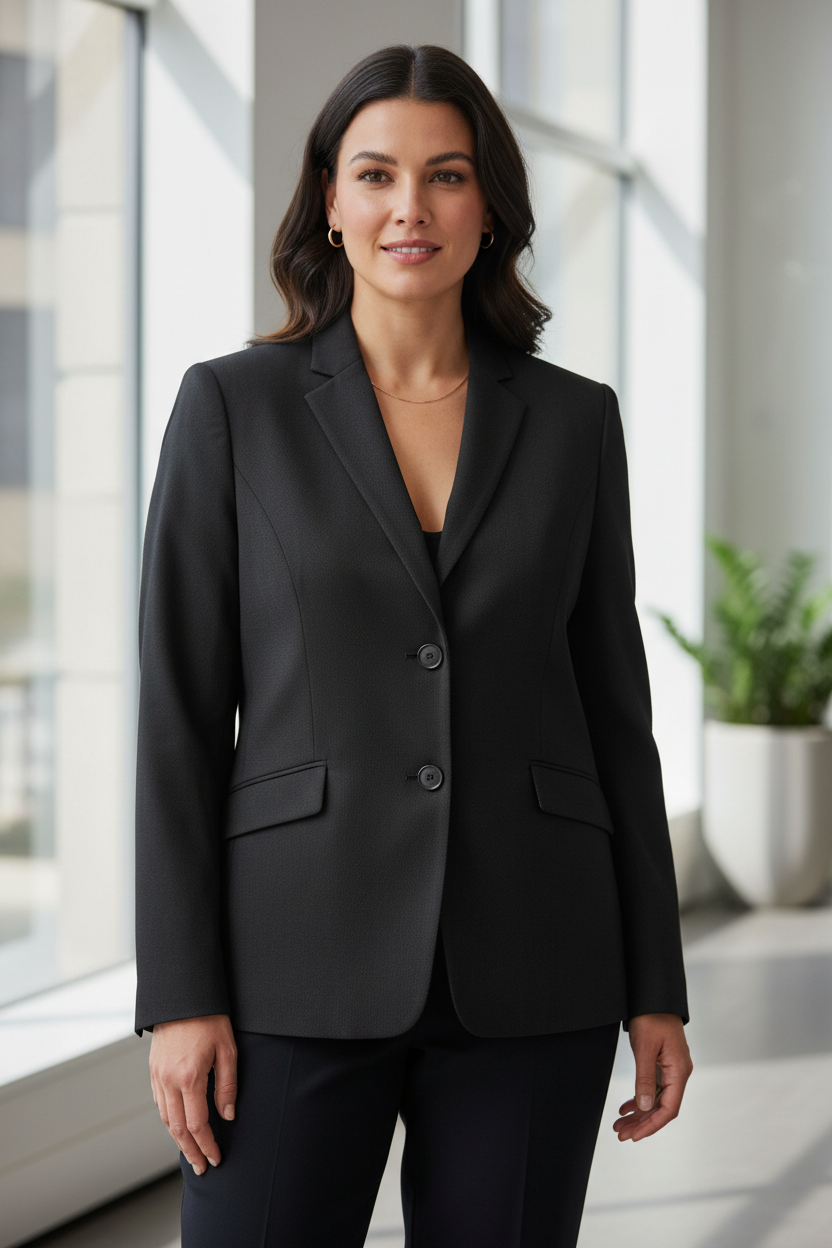 Lafayette 148 New York Black Blazer Size 16 with Two Buttons