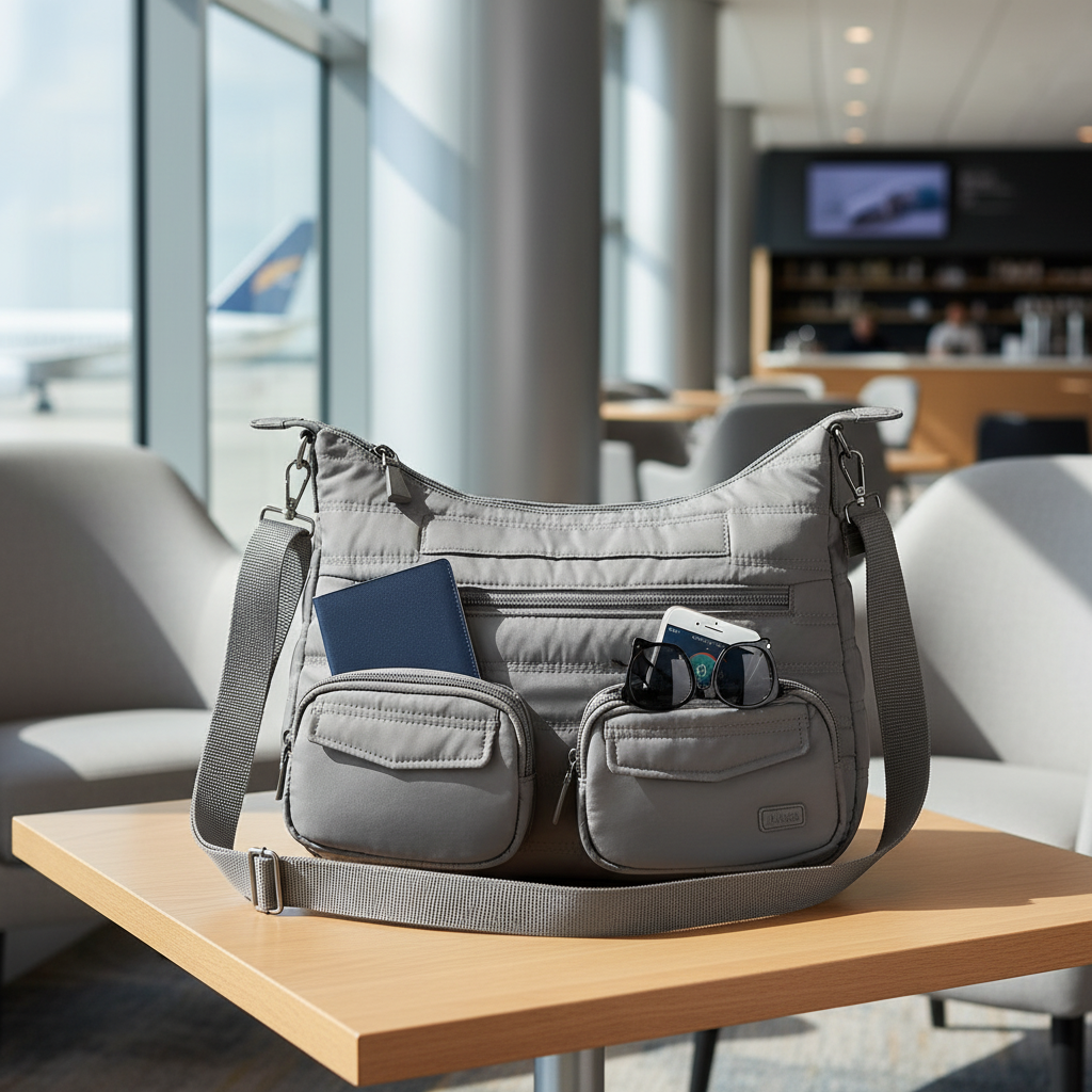 Lug Zipliner Quilted Crossbody Bag in travel lifestyle setting