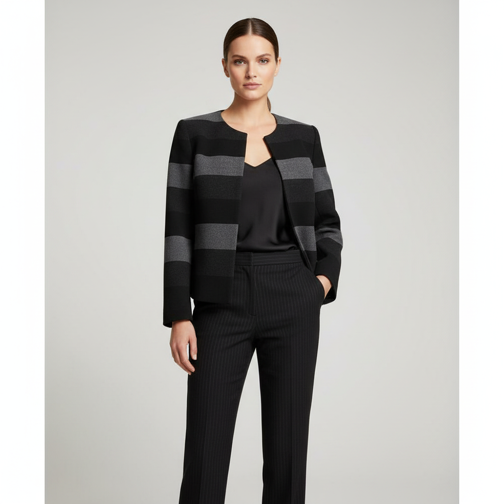 Tahari Striped Blazer Commercial Photo